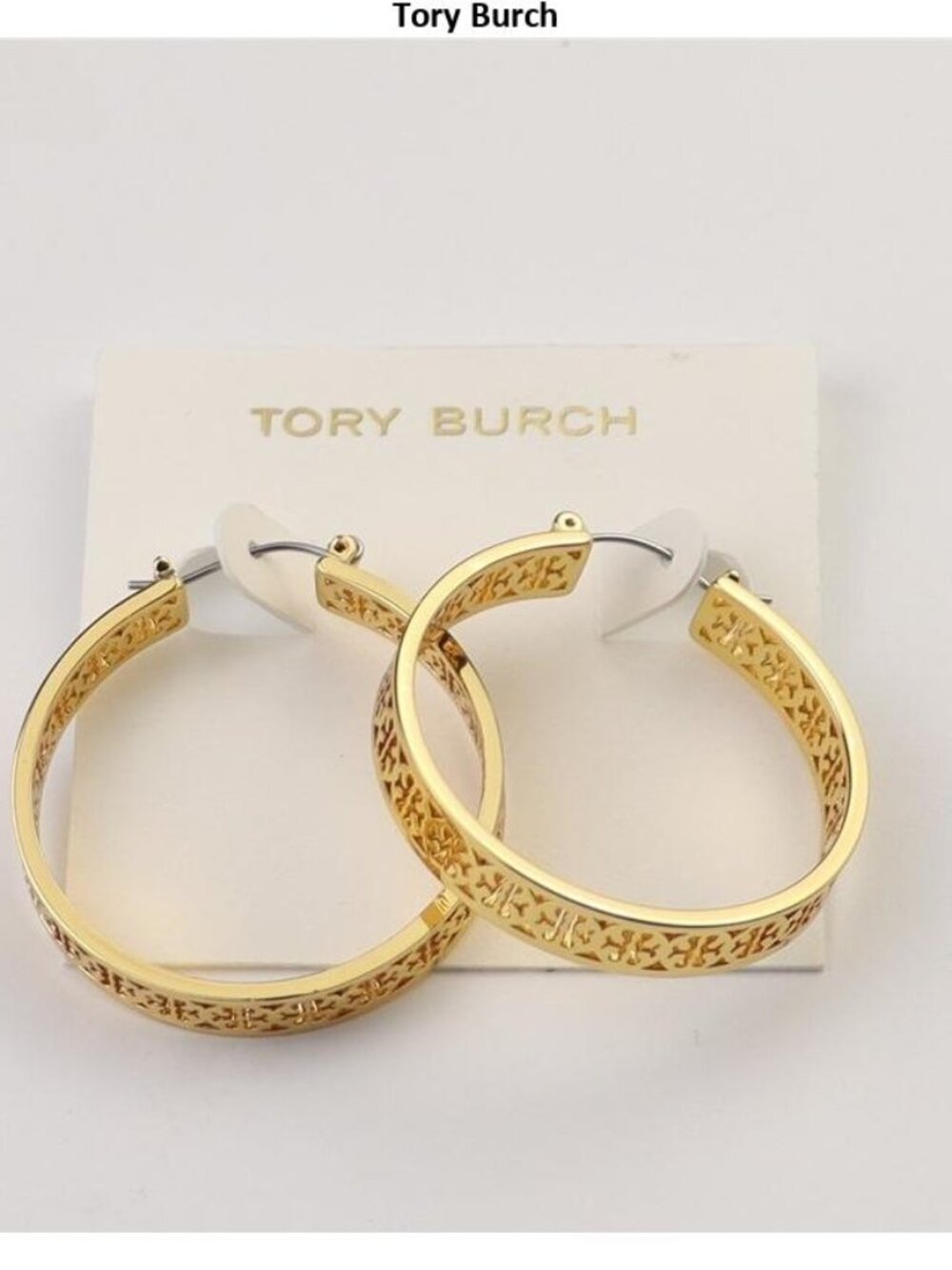 Tory Burch Gold Filigree Hoop Earrings